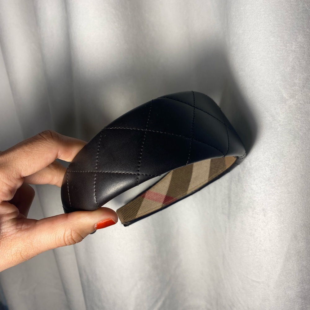 Burberry Black Leather Quilted Headband